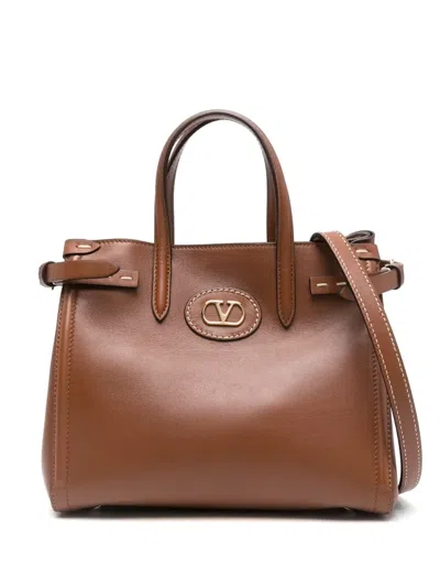 Valentino Garavani Brown Leather Antibes Shopping Bag