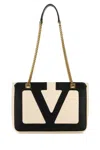 Valentino Garavani Garavani Viva Superstar Medium Nappa Leather Shopping Bag Woman Butter/black Uni In White