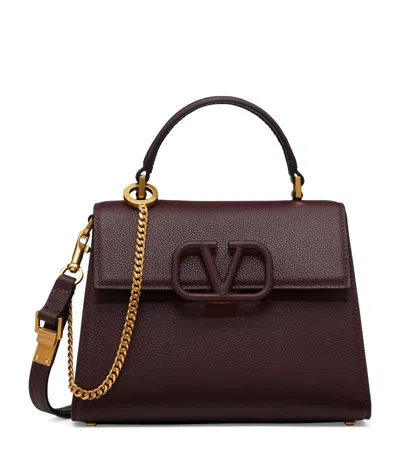 Valentino Garavani Small Calf Leather Vsling Top-handle Bag In Brown