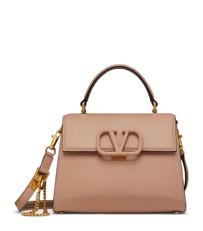 Valentino Garavani Small Calf Leather Vsling Top-handle Bag In Brown