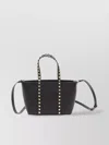 Valentino Small Calfskin Tote Studs In Black