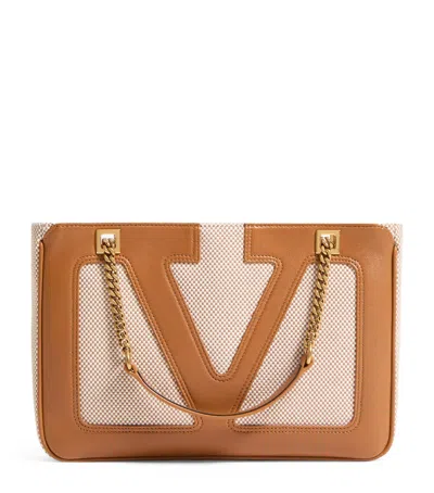 VALENTINO GARAVANI SMALL CANVAS AND LEATHER VIVA SUPERSTAR TOTE BAG