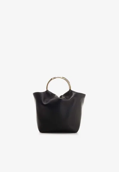 Valentino Garavani Small Carry Secrets Leather Bucket Bag In Black