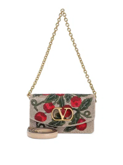 Valentino Garavani Vain Cherry Shoulder Bag In Silver