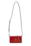 Valentino Crossbody Bags With Gold-tone Hardware And Chain Strap In Red