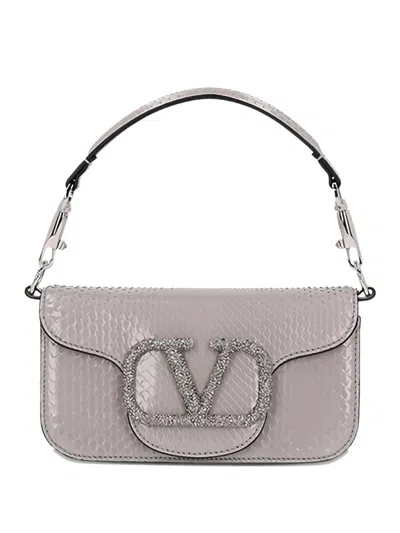 Valentino Garavani Small Crystal-embellished Shoulder Bag In Gray