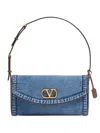 Valentino Garavani  Garavani Devain Small Denim Shoulder Bag Woman Denim Uni In Blue