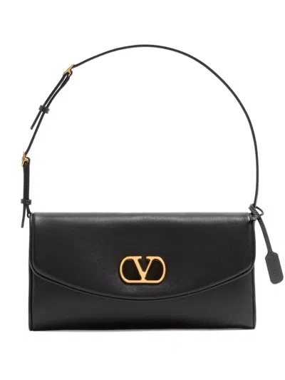 Valentino Garavani Small Devain Vlogo-signature Shoulder Bag In Black