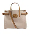Valentino Antibes Canvas Handbag Structured Shape Buckle In Nude