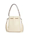 Valentino Cream V-logo Tassel Leather Bucket Bag In Brown