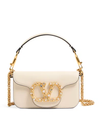 Valentino Garavani Valentino Vlogo Loco Small Leather Shoulder Bag In White