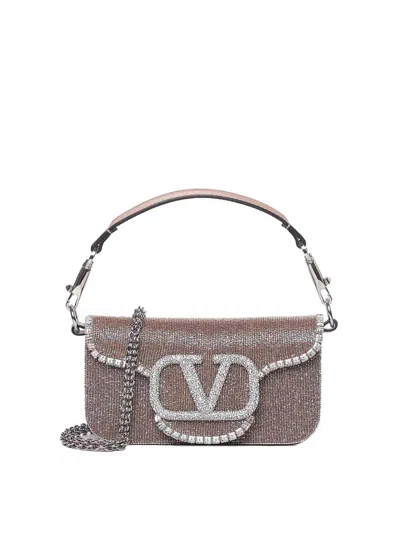 Valentino Garavani Small Embroidered Loc Shoulder Bag In Pink