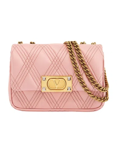 Valentino Garavani Borsa A Spalla Small Rock-chic Rosa Geranio In Pelle Women In Pink