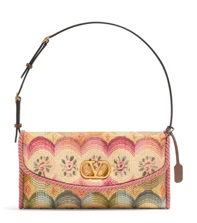Valentino Garavani Small Floral Jacquard Devain Shoulder Bag In Pink