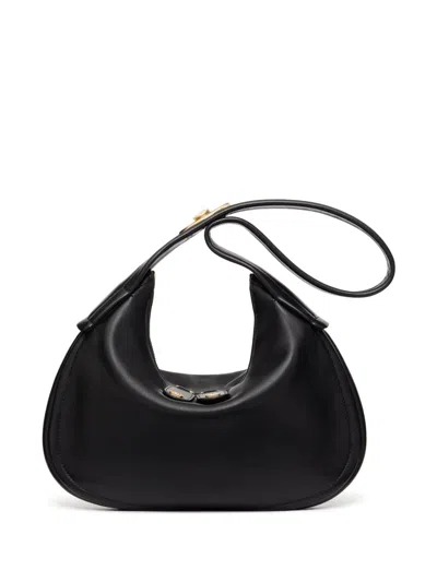 Valentino Garavani Vlogo Signature Leather Shoulder Bag In Black
