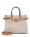 Valentino Antibes Canvas Handbag Structured Shape Buckle In Beige