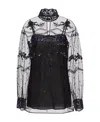 Valentino Small High-necked Embroidered Blouse In Black