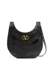Valentino Garavani Medium Hoboho Bag In Chevron-pattern Nappa In Black