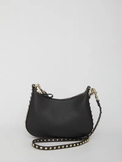 Valentino Garavani Small Hobo Rockstud Bag In Black