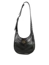 Valentino Garavani  Garavani Hoboho Small Hobo Bag In Chevron-patterned Nappa Leather Woman In Black