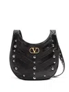 Valentino Garavani  Garavani Hoboho Small Nappa Leather Hobo Bag With Chevron Pattern And S In Black