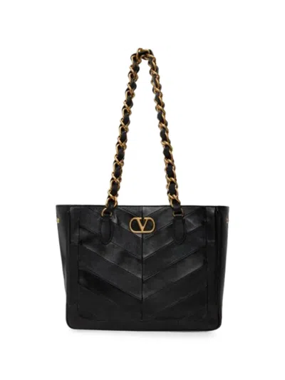 Valentino Garavani Small La Seine Leather Tote Bag In Black