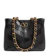 Valentino Garavani  Garavani Laseine Shopping Bag In Nappa Leather With A Chevron Pattern W In Black