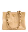 Valentino Small Lambskin Laseine Tote Bag In Neutral