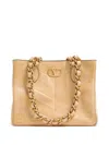 Valentino Small Lambskin Laseine Tote Bag In Neutral