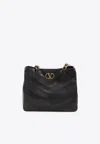 Valentino Garavani  Garavani Laseine Shopping Bag In Nappa Leather With A Chevron Pattern W In Black