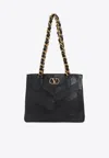Valentino Garavani  Garavani Laseine Shopping Bag In Nappa Leather With A Chevron Pattern W In Black