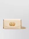 Valentino Small Leather Clutch With Adjustable Chain Strap In White
