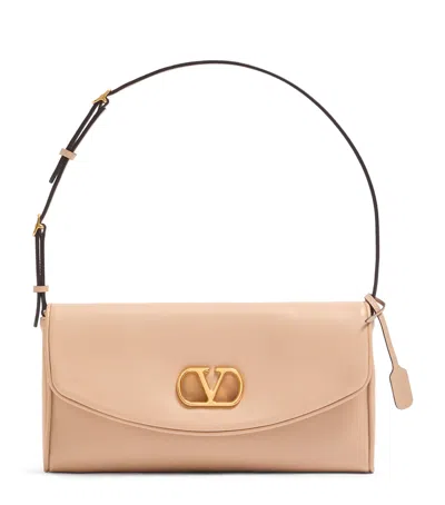 Valentino Garavani Small Leather Devain Shoulder Bag In Brown
