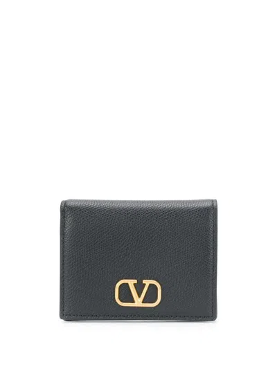 Valentino Garavani Valentino Logo Plaque Wallet In Black