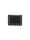 Valentino Garavani Small Rockstud Grainy Calfskin Wallet Woman Black Uni In Black