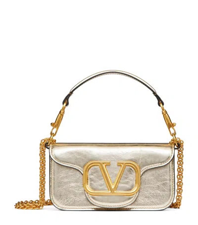 Valentino Garavani Small Leather Locò Shoulder Bag In Grey