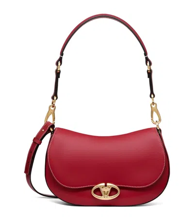 Valentino Garavani Small Leather Ohval Shoulder Bag In Red