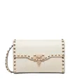Valentino Garavani Small Rockstud Grainy Calfskin Crossbody Bag Woman Light Ivory Uni In Ivory