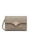 Valentino Calf Leather Rockstud Alcove Shoulder Bag In Grey