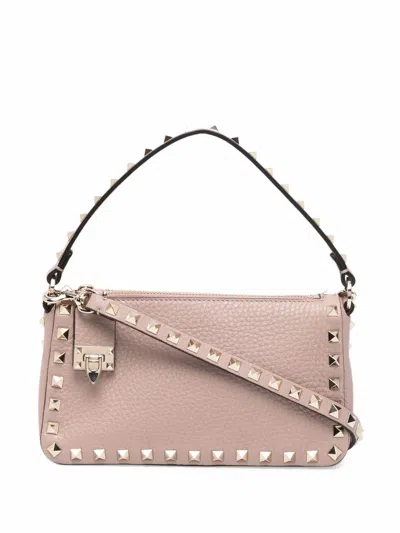 Valentino Garavani Small Leather Rockstud Shoulder Bag In Pink