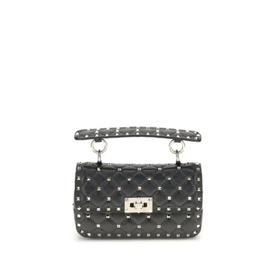 Valentino Garavani Small Leather Rockstud Spike Handbag In Black