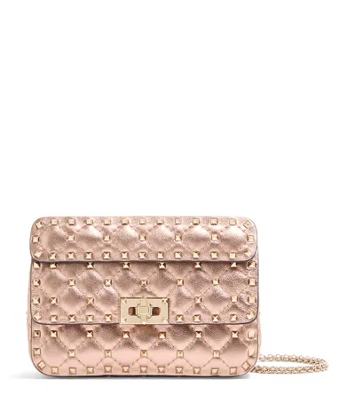 Valentino Garavani Small Leather Rockstud Spike Shoulder Bag In Pink