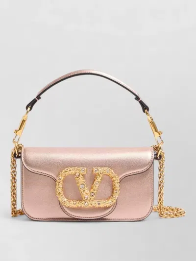 Valentino Garavani Small Leather Shoulder Bag With Chain Strap In Purple