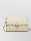 Valentino Small Leather Shoulder Bag With Rockstud Embellishment In Neutrals