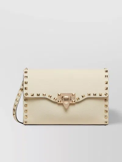 Valentino Garavani Small Leather Shoulder Bag With Rockstud Embellishment In Neutrals
