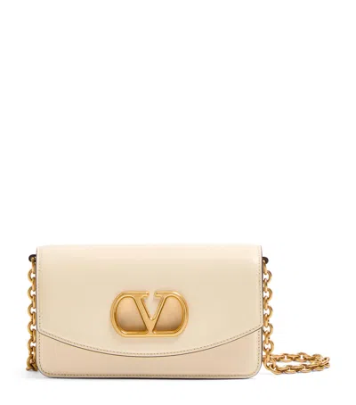 Valentino Garavani Small Leather Vain Clutch Bag In Ivory