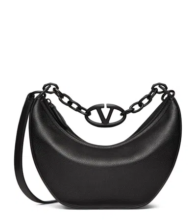 Valentino Garavani Small Leather Vlogo Moon Shoulder Bag In Nero