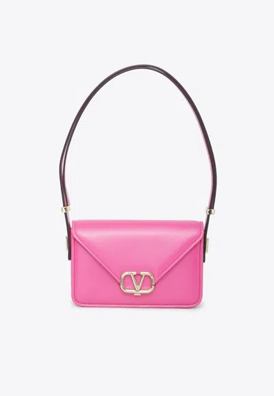 Valentino Garavani Small Letter Shoulder Bag In Calf Leather In Pink