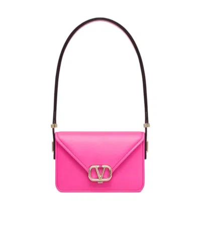Valentino Garavani Small Letter Smooth-grain Shoulder Bag In Pink