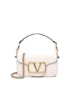Valentino Ivory Leather Small Shoulder Handbag With Vlogo Signature For Women In White